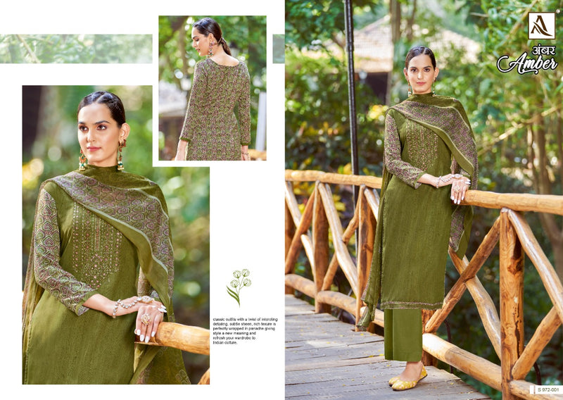 Alok Suits Amber Viscose Rayon Embroidered Party Wear Salwar Suits With Fancy Prints