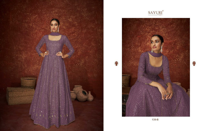 Sayuri Designer Ameera Solitaire Georgette Designer Ready Made Suits With Heavy Embroidery