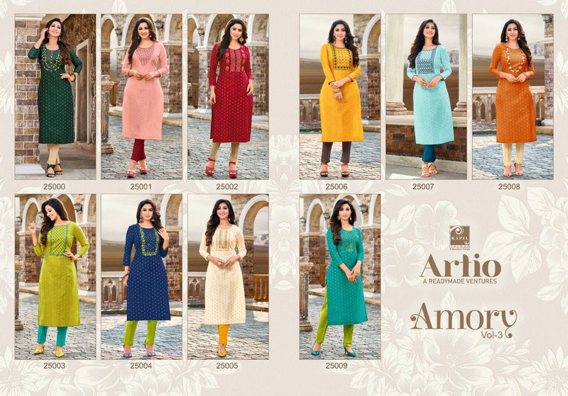 Kapil Trendz Amory Vol 3 Modal Silk Fancy Party Wear Kurtis With Embroidery Work