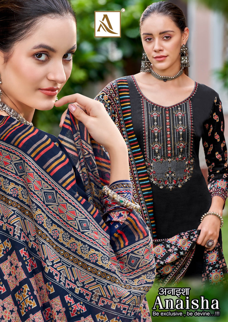 Alok Suits Anaisha Jam Cotton Digital Print Fancy Embroidery Sawrovski Diamond Work Stylish Designer Partywear Salwar Suit