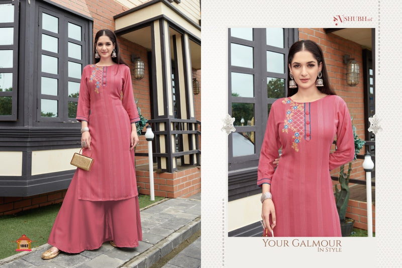 Shubh Nx Anamika With Linning Work Stylish Rayon Kurtis