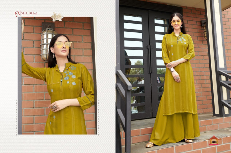 Shubh Nx Anamika With Linning Work Stylish Rayon Kurtis