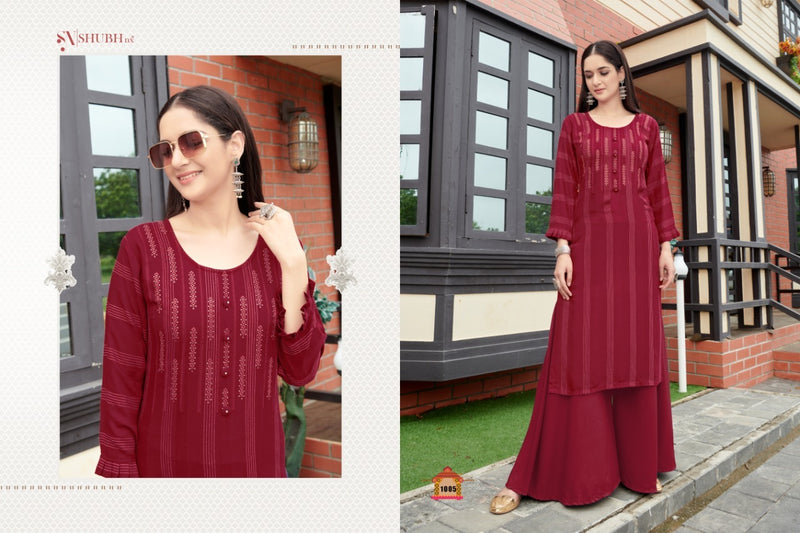 Shubh Nx Anamika With Linning Work Stylish Rayon Kurtis