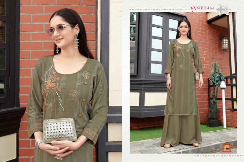 Shubh Nx Anamika With Linning Work Stylish Rayon Kurtis