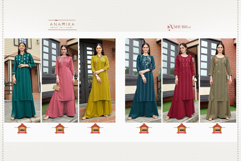 Shubh Nx Anamika With Linning Work Stylish Rayon Kurtis