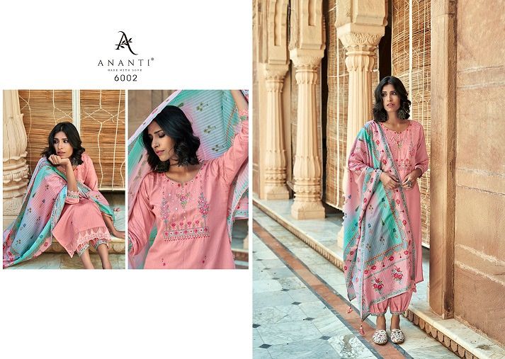 Ananti Fashion Anantam Viscose Embroidered Party Wear Kurtis With Bottom & Dupatta
