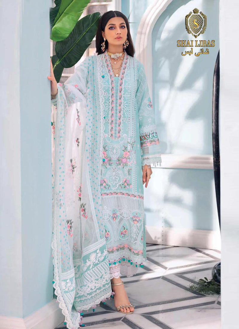 Shai Libaas Anaya Lawn Collection  Vol 2 Cambric Cotton Printed Pakistani Style Party Wear Salwar Suits With Embroidery Work