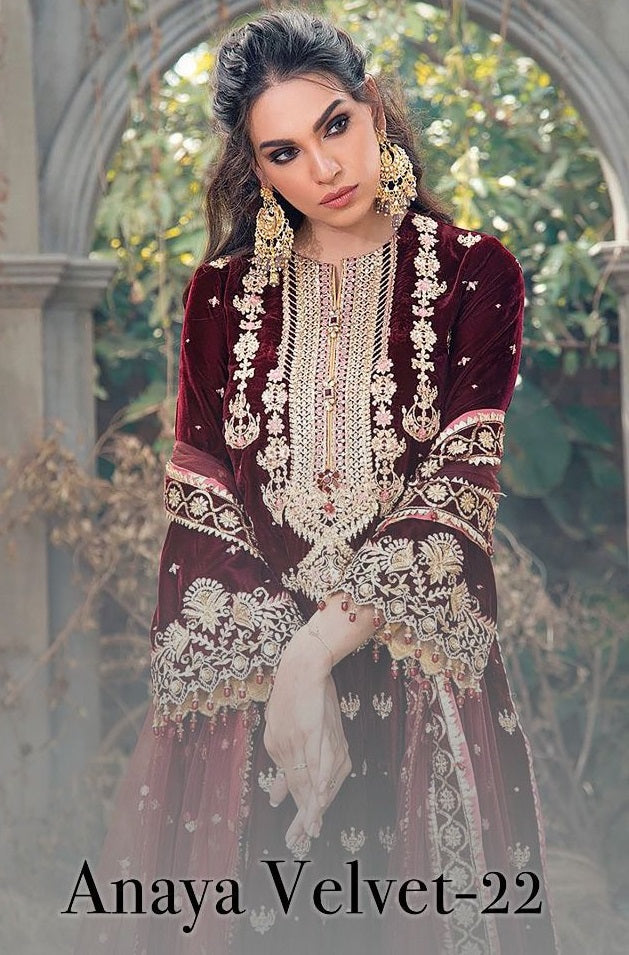 Deepsy Suit Anaya 22 Velvet With Embroidery Work Stylish Designer Wedding Wear Salwar Kameez