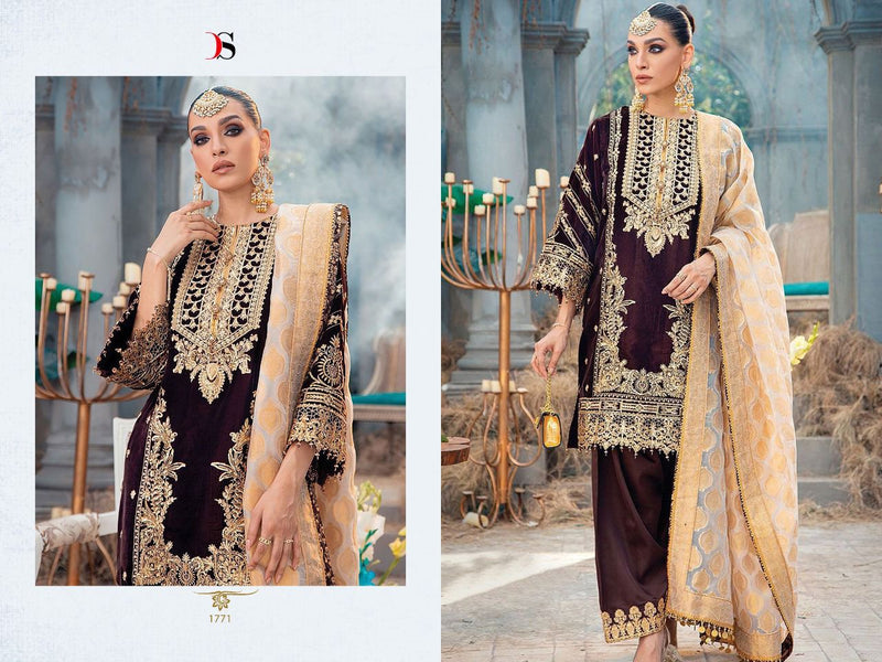 Deepsy Suit Anaya 22 Velvet With Embroidery Work Stylish Designer Wedding Wear Salwar Kameez