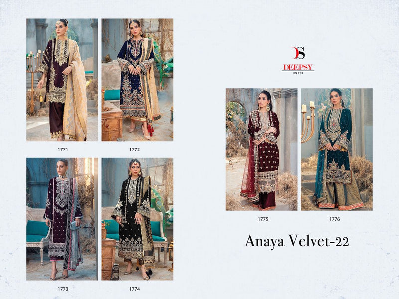 Deepsy Suit Anaya 22 Velvet With Embroidery Work Stylish Designer Wedding Wear Salwar Kameez