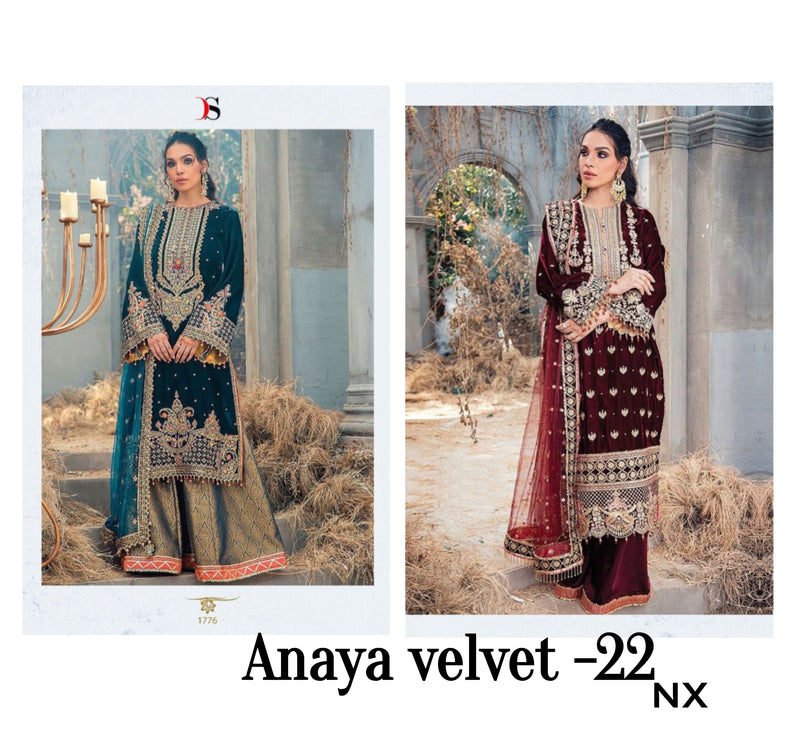 Deepsy Suit Anaya 22 Nx Velvet With Beautiful Heavy Embroidery Work Stylish Designer Wedding Wear Fancy Look Salwar Kameez
