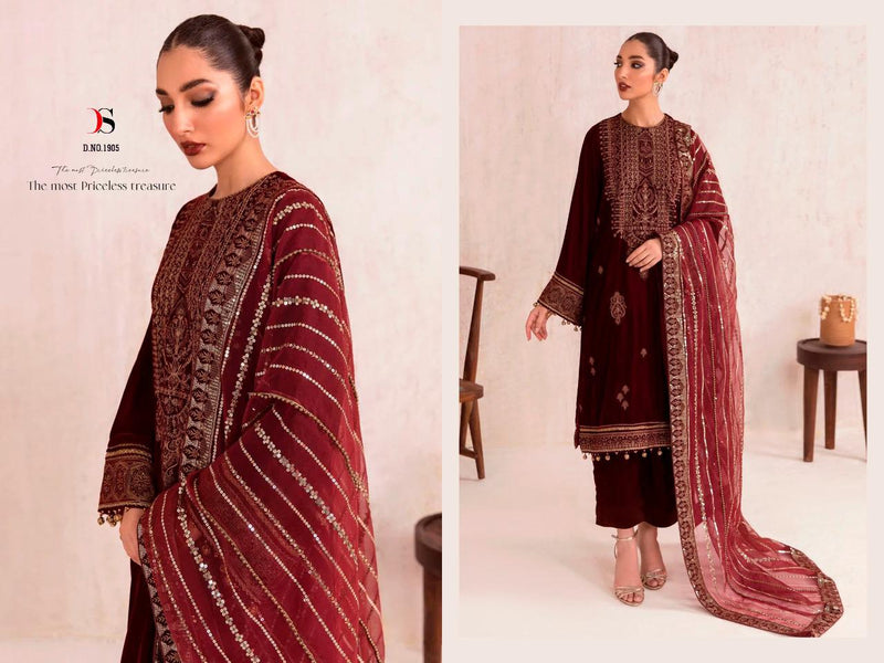 Deepsy Suit Anaya Vol 3 Velvet With Heavy Embroidery Work Stylish Designer Beautiful Pakistani Salwar Kameez