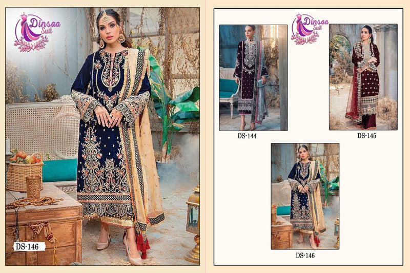 Dinsaa Anaya Vol 1 Velvet With Heavy Embroidery Work Stylish Designer Party Wear Salwar Kameez