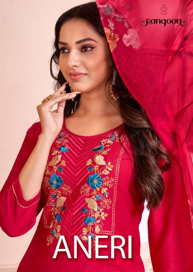 Rangoon Aner Viscose With Embroidery Work Stylish Designer Festive Wear Kurti