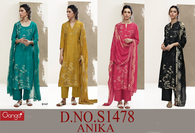 Ganga Anika 1478 Silk With Beautiful Work Stylish Designer Casual  Wear Fancy Salwar Kameez