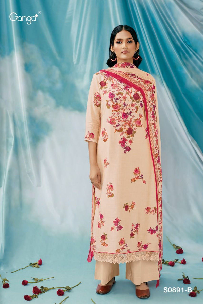 Ganga Anika 891 Silk Printed With Embroidery Designer Festive Wear Salwar Kameez