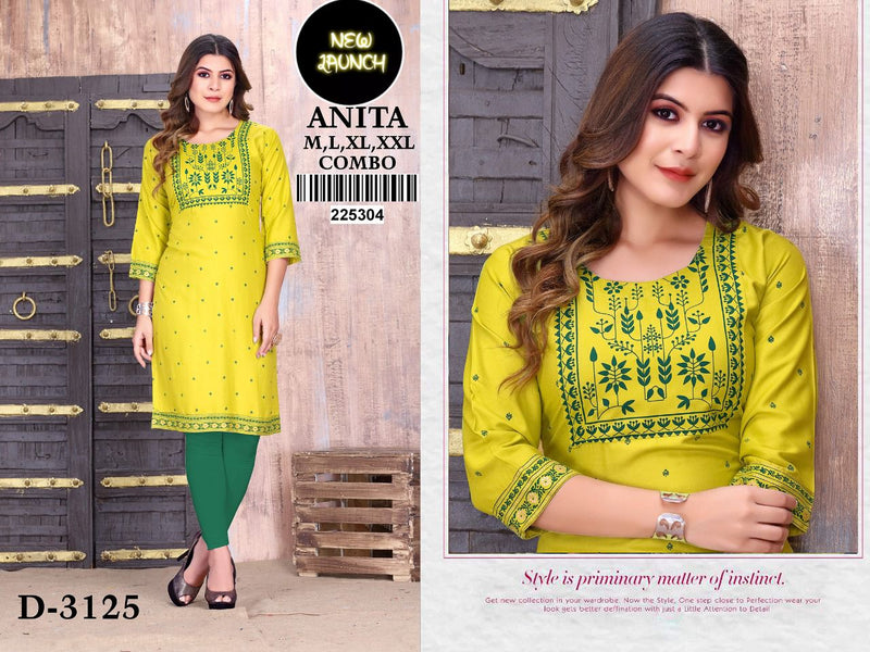 MF Aniita 3125 Rayon Fancy Casual Wear Kurtis