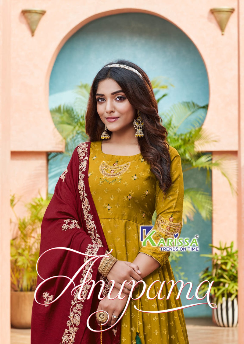 Karissa Anupama Muslin With Beautiful Work Stylish Designer Attractive Look Long Gown