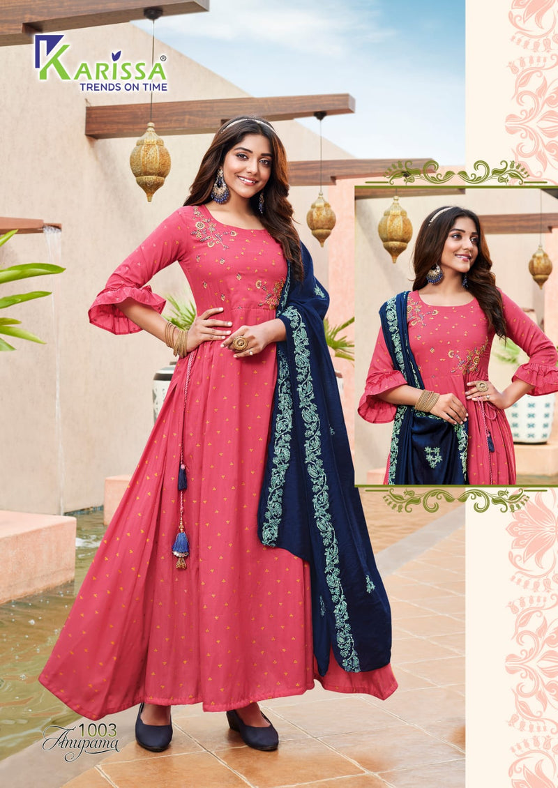 Karissa Anupama Muslin With Beautiful Work Stylish Designer Attractive Look Long Gown