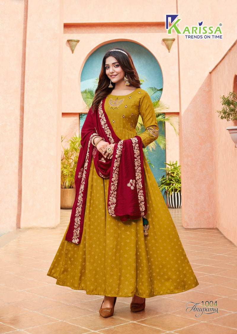 Karissa Anupama Muslin With Beautiful Work Stylish Designer Attractive Look Long Gown