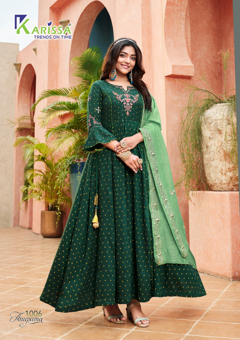 Karissa Anupama Muslin With Beautiful Work Stylish Designer Attractive Look Long Gown