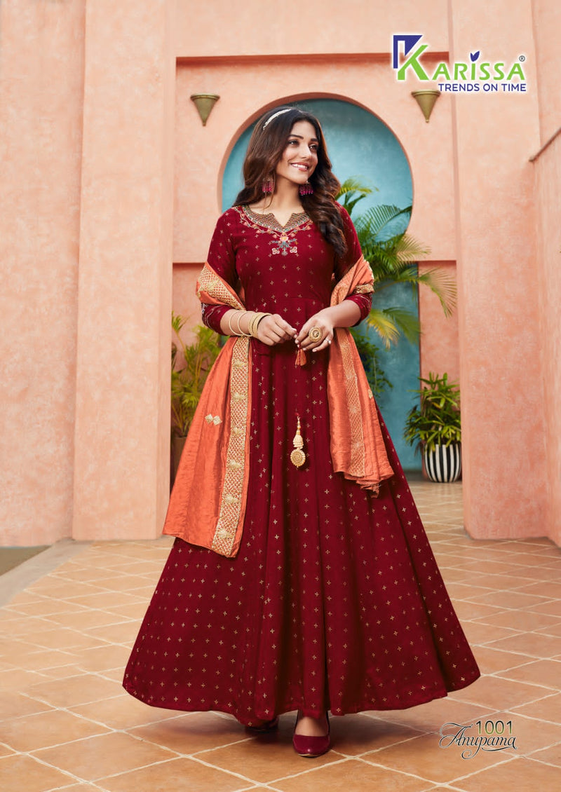 Karissa Anupama Muslin With Beautiful Work Stylish Designer Attractive Look Long Gown