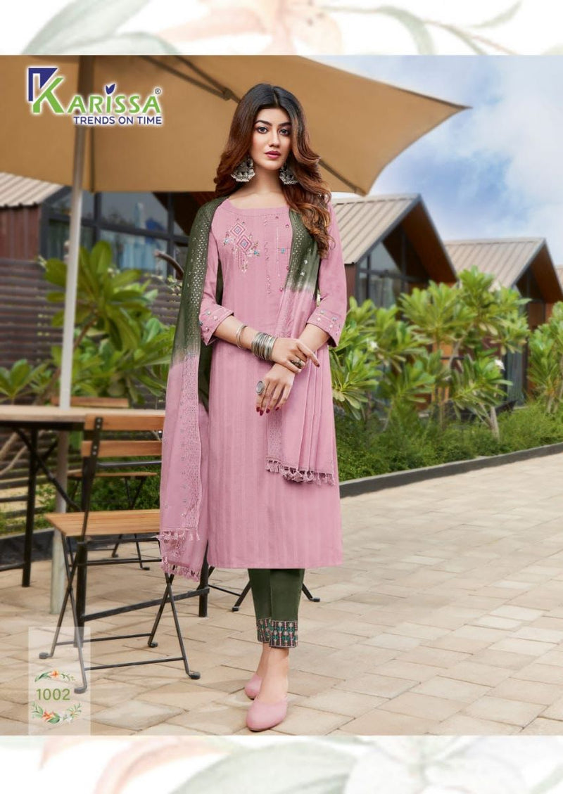 Karissa Apsara Viscose Rayon Fancy Designer Party Wear Kurtis With Pant Style Bottom & Dupatta