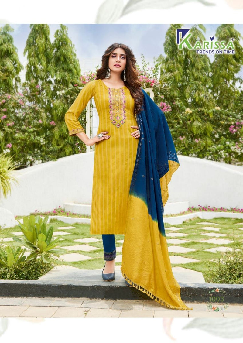 Karissa Apsara Viscose Rayon Fancy Designer Party Wear Kurtis With Pant Style Bottom & Dupatta