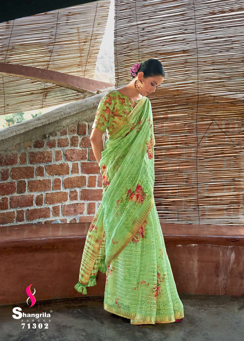 Shangrila Prints Apsara Sequins Fancy Weaving Party Wear Sarees With Beautiful Digital Prints