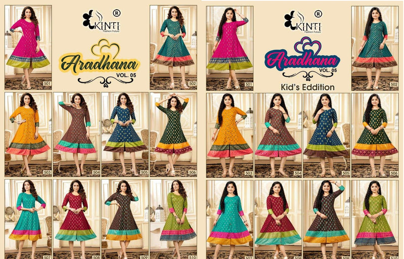 Kinti fashion Aradhana Vol 5 Rayon  Stylish Kurtis Combo Set For Mother & Daughter