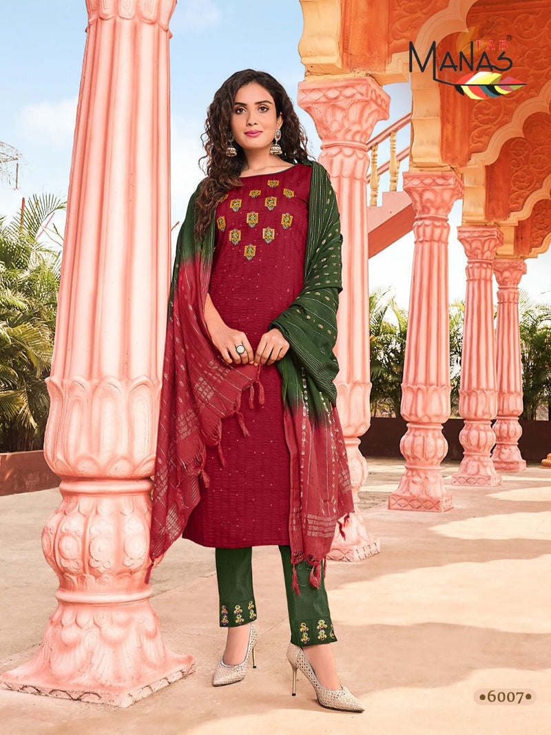 Manas Fab Arina Vol 2 Fancy Weaving Designer Party Wear Kurtis With  Set OF Dupatta & Bottom