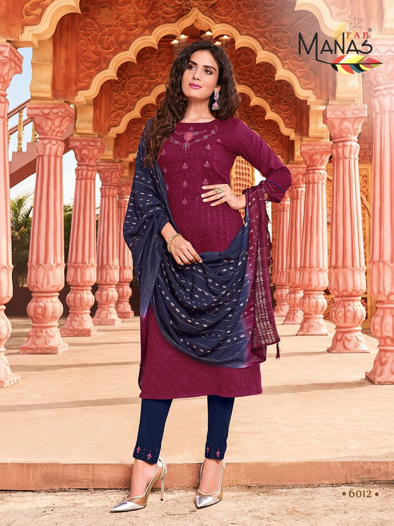 Manas Fab Arina Vol 2 Fancy Weaving Designer Party Wear Kurtis With  Set OF Dupatta & Bottom