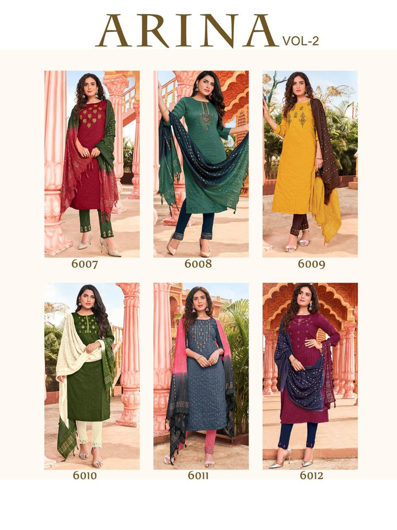 Manas Fab Arina Vol 2 Fancy Weaving Designer Party Wear Kurtis With  Set OF Dupatta & Bottom