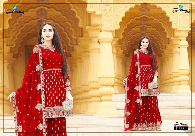 Your Choice Armani Georgette Peplum Style Festive Wear Fancy Sharara Salwar Suits