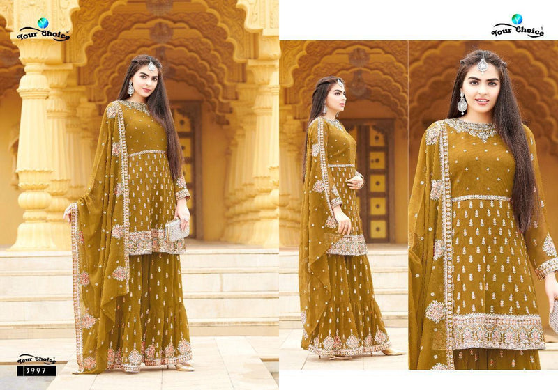 Your Choice Armani Georgette Peplum Style Festive Wear Fancy Sharara Salwar Suits