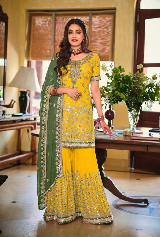 Eba Lifestyle Armani Color Edition Vol 2 Fox Georgette Designer Style Wedding Wear Sharara  Salwar Suits