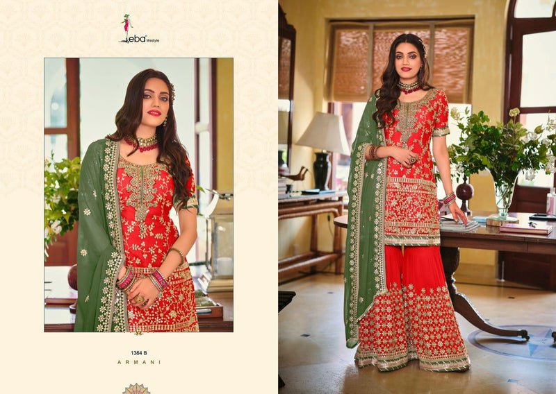 Eba Lifestyle Armani Color Edition Vol 2 Fox Georgette Designer Style Wedding Wear Sharara  Salwar Suits