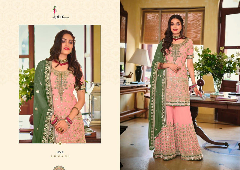 Eba Lifestyle Armani Color Edition Vol 2 Fox Georgette Designer Style Wedding Wear Sharara  Salwar Suits