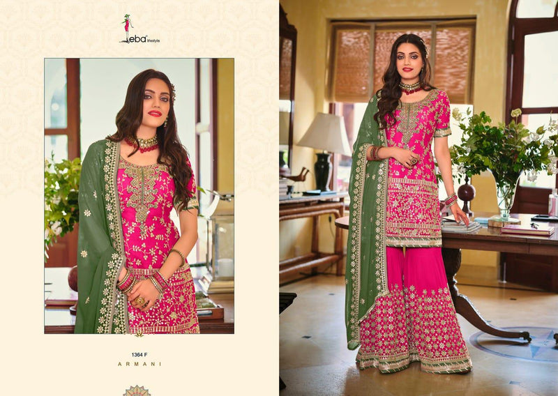 Eba Lifestyle Armani Color Edition Vol 2 Fox Georgette Designer Style Wedding Wear Sharara  Salwar Suits