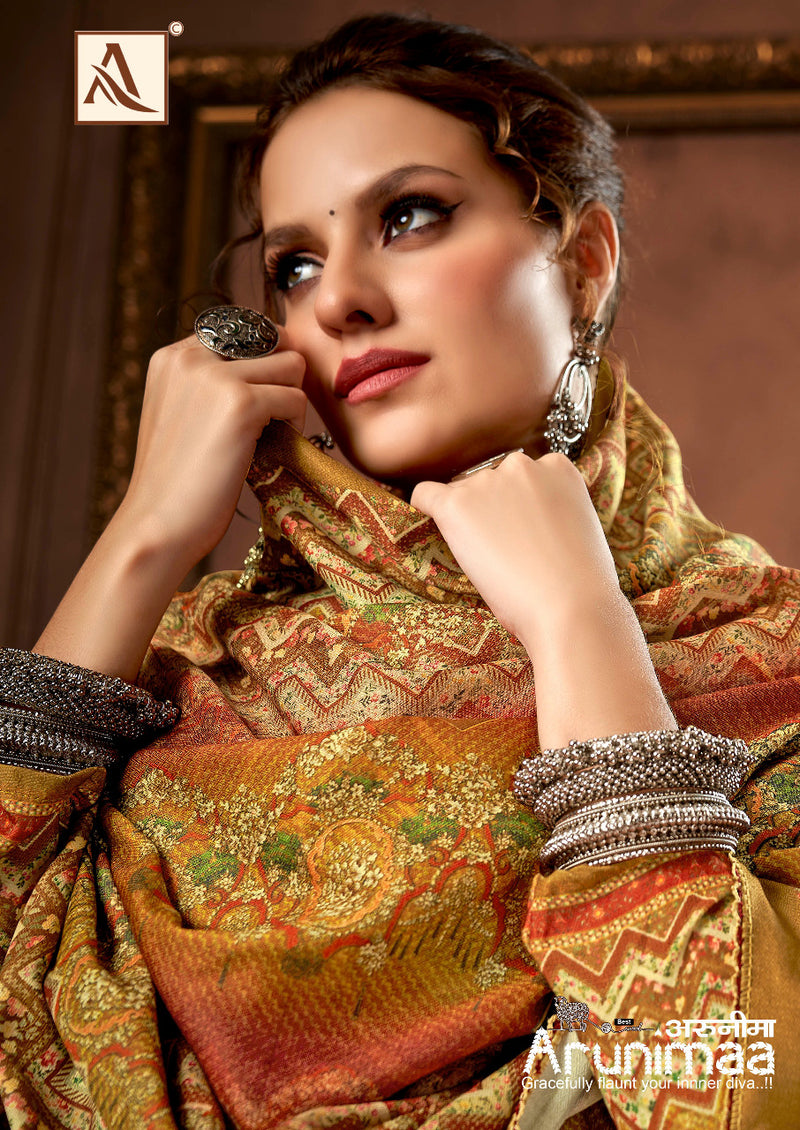 Alok Suit Arunimaa Pashmina With Printed Work Stylish Designer Attractive Look Fancy Salwar Suit