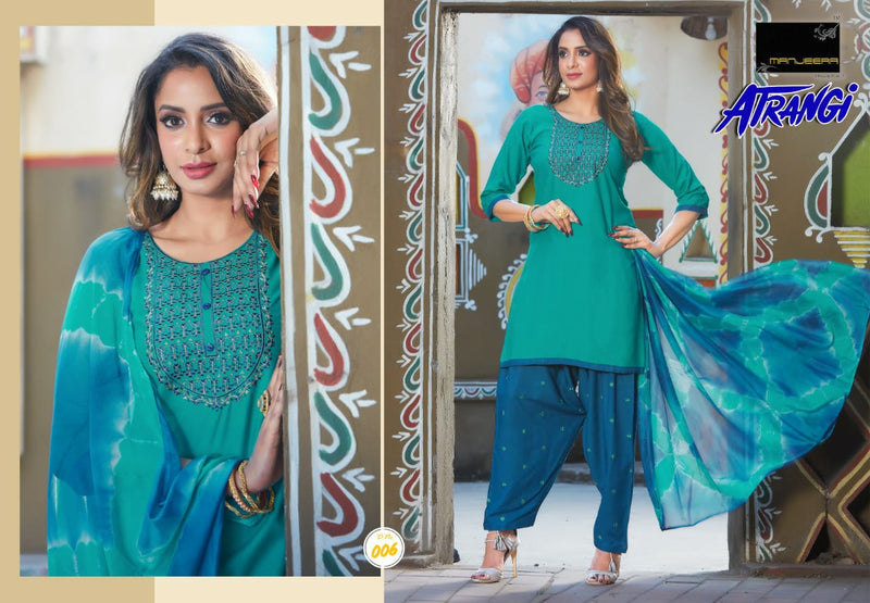 Manjeera Fashion Atrangi Rayon Ready Made Party Wear Salwar Suits