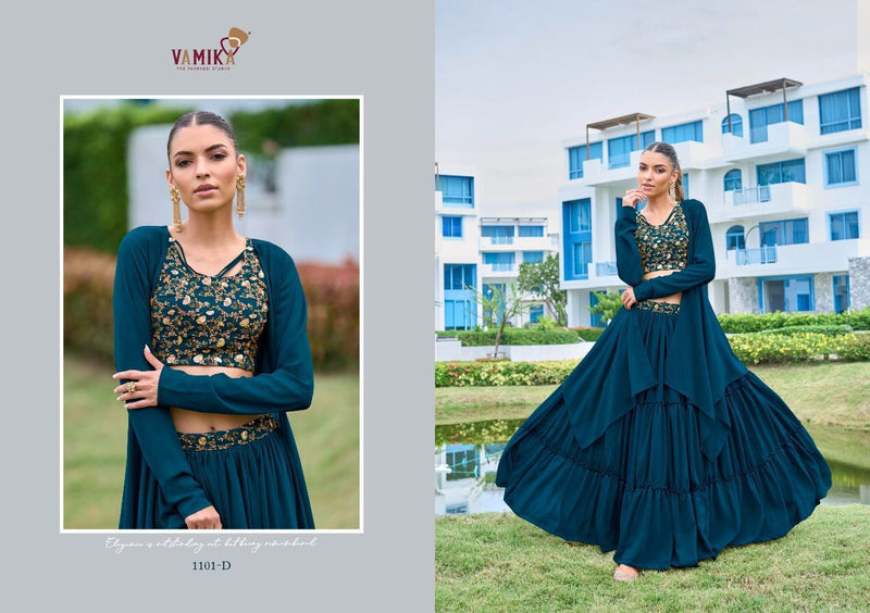 Vamika Attraction Georgette With Heavy Embroidery Work Stylish Designer Party Wear Long Gown