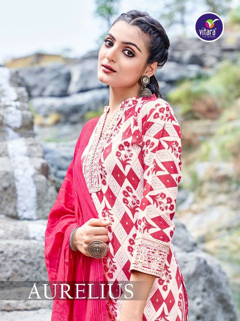 Vitara Fashion Aurelius Fancy Printed Work Stylish Designer Festive Wear Kurti