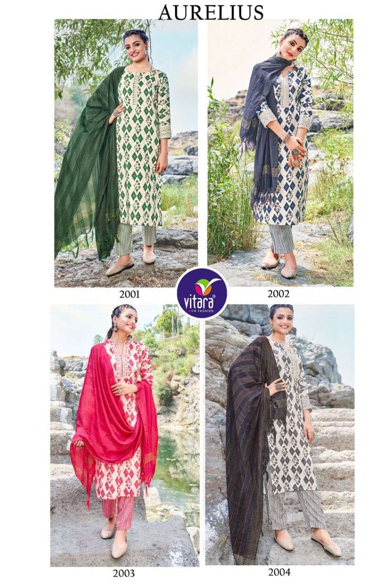 Vitara Fashion Aurelius Fancy Printed Work Stylish Designer Festive Wear Kurti