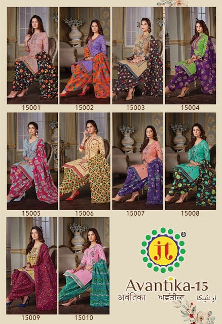 Jt Avantika Vol 15 Cotton Printed Patiyala Style Party Wear Salwar Kameez