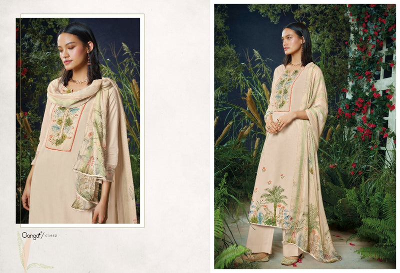Ganga Avi Cotton Printed With Hand Work Designer Party Wear Salwar Suits