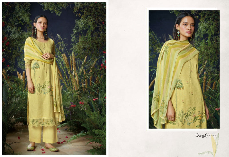 Ganga Avi Cotton Printed With Hand Work Designer Party Wear Salwar Suits