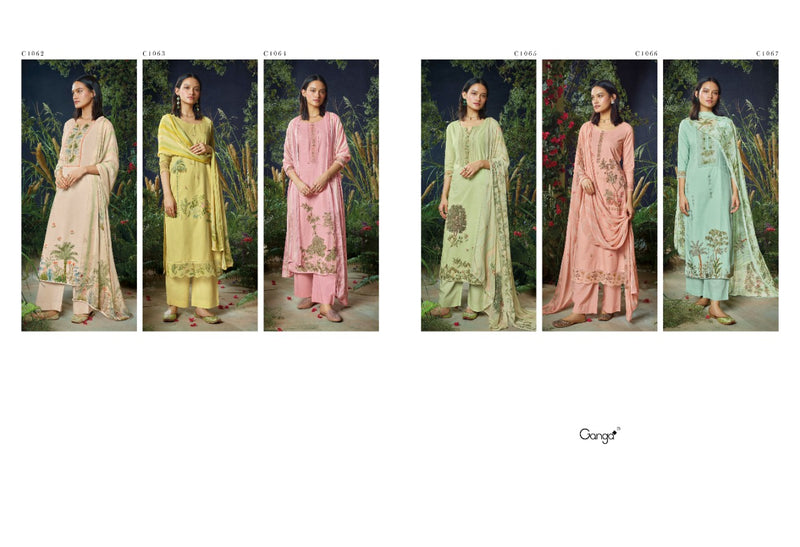 Ganga Avi Cotton Printed With Hand Work Designer Party Wear Salwar Suits