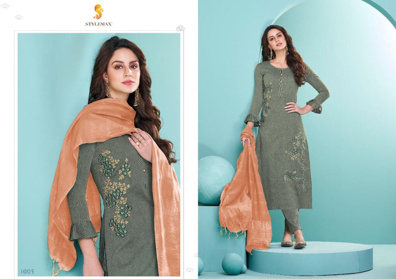 Stylemax Avisha Vol 1 Cotton Embroidered Designer Festive Wear Kurtis With Bottom & Dupatta