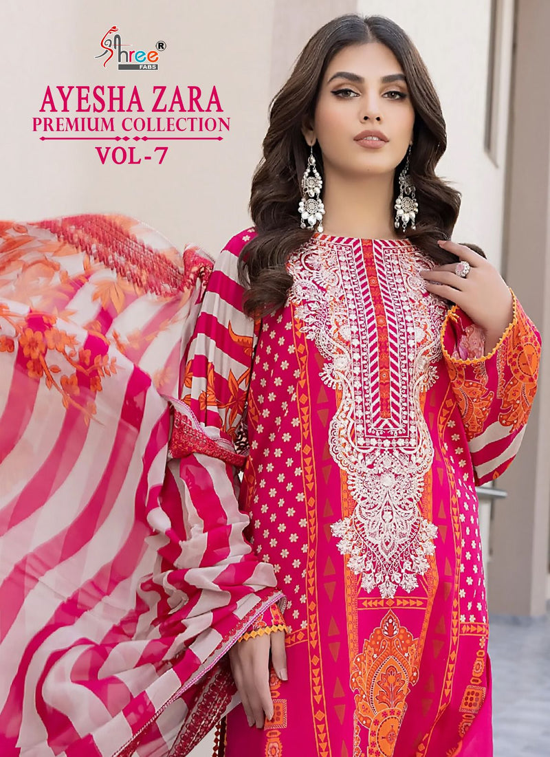 Shree Fab Ayesha Zara Premium Collection Vol 7 Pure Cotton Exclusive Patche Fancy Partywear Designer Salwar Suit